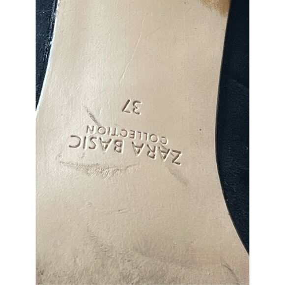 Zara Basic Women's Suede Pointed Toe Fishnet Sock Stiletto Pumps‎ Black Size 37 - Picture 10 of 10